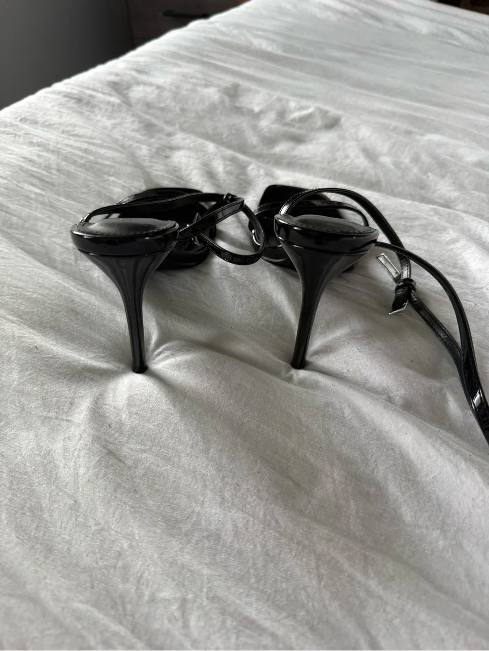 Fashion Nova Black Strappy Square Toe Heels